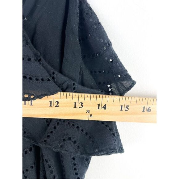 Allison New York Eyelet Spaghetti Strap Ruffle Romper Black - Picture 13 of 14